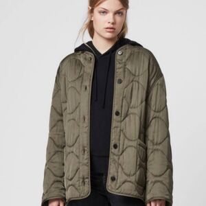 All Saints Hayes Quilted Jacket - Size XS Olive Green